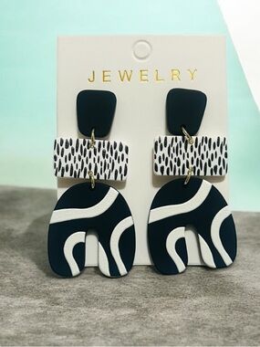 🔥🔥🆕Black and White Geometric Earrings